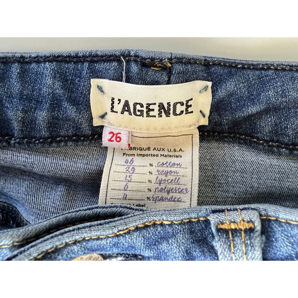 L’agence Jeans High Rise Skinny High Rise Dark Wash Stretch size 26 EUC - Picture 3 of 5